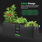 VIVOSUN 3-Pack 3-Grid 20 Gallon Grow Bags, Heavy Duty Square Plant Grow Pots, 400G Thickened Breathable Fabric Plant Container with Reinforced Handles & 10 Pcs Plant Labels for Flowers, Vegetables