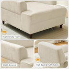 Chaise Lounge Chair Indoor with Adjustable Backrest, Upholstered Mid-Century Reading Chair, Oversized Accent Armchair for Living Room & Bedroom, Comfy Single Sofa Chair, Modern Living Room Chair