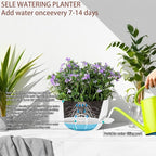 2 Pack 12 Inch Self Watering Hanging Planters for Indoor Plants, Large White Plastic Hanging Pots with Chains for Outdoor Patio Garden Home Decor White