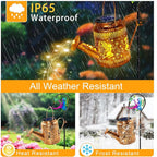 Solar Lanterns Outdoor Waterproof,Metal Watering Can Garden Decor,Fairy Hanging Solar Path Lights Yard Art,Outside Patio Decorations Gardening Christmas Gifts for Mom Grandma Women（with Shepherd Hook）