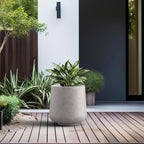 Kante 11.6" Dia Round Concrete Planter, Outdoor Indoor Large Plant Pots Containers with Drainage Hole and Rubber Plug for Home Garden Patio, Light Gray