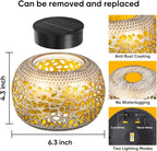 Solar Lanterns Outdoor Waterproof: 2 Pack White Gold Hollow Out Metal Solar Lights - 2 Lighting Colors Outside Patio Garden Yard Porch Tabletop Decorations - Unique Gifts for Women Mom Wife