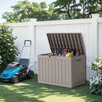 EasyUp 45 Gallon Outdoor Storage Box, Resin Waterproof UV-Resistant Deck Box, Reinforced Stability for Patio, Garden, and Poolside, Striped Gray