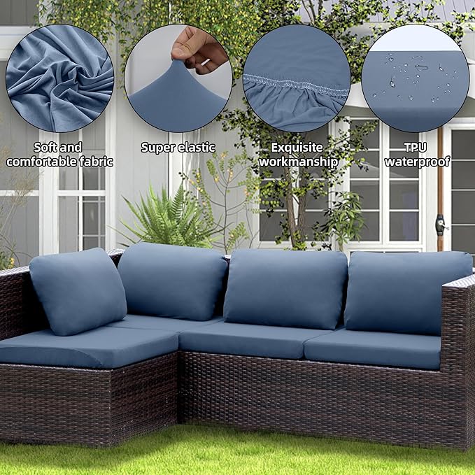 Sofa Covers for Outdoor Furniture, 92% Polyester Stretch, 12-Piece Set