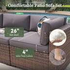 Aoxun 11 Piece Patio Furniture Set with 44” Fire Pit Table Wicker Rattan Outdoor Sectional Sofa Set with Coffee Table and Thickened Cushions, Gray (Waterproof Cover Included)