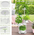 TOSKING 5 Tier Metal Plant Stand Indoor, Plant Shelf, Corner Shelf Flower Pot Stand for Outdoor Plant Stand for Living Room Balcony Garden Patio Bedroom (White, 38in)
