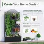 Metal Raised Garden Bed with Trellis & Privacy Screen - 83"x40"x11.8" Freestanding Planter Box for Patio Balcony, Modern Planter with Drainage Holes for Climbing Plants, Flowers & Vegetable