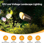 LUTEC Solid Brass Low Voltage Landscape Lighting, 12V Heavy Duty Waterproof Landscape Spotlights, Adjustable Bronze Uplights Outdoor Fixtures for Garden Yard Pathway Tree Without Bulb, 4 Pack