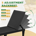 Greesum Outdoor Chaise Lounge Chairs Set of 4 with 5-Position Adjustable Backrest, Waterproof PP Sun Chaise Loungers for Garden Pool Beach Patio Deck Sunbathing, Black