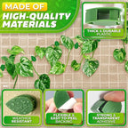 60Pcs Plant Climbing Wall Fixture Clips with 72Pcs Self-Adhesive Stickers - Leaf-Shaped and Weather-Resistant Money Plant Vine Wall Clips - Easy Installation Pothos Climbing Support for Vines & Cables