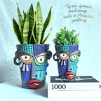 Abstract Face Planter Pots for Plants,Hand-Painted Colorful Flower Pots with Drainage,Indoor Outdoor Garden Decor Gift(Eclectic,Small)