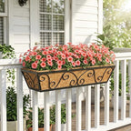 Y&M 24 Inch Window Deck with Coco Liner, Fence Metal Hanging Flower Planter Window Basket Deck Railing Planter Boxes for Outdoor Garden Lawn-Butterfly,6pcs