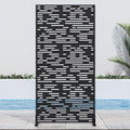 Casaphoria 72" H x 35" W Metal Outdoor Privacy Screen, Freestanding Decorative Divider for Patio, Deck, Balcony, and Garden with Stable Base, Black-Godfery