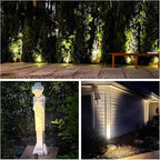 GKOLED 6 Pack Mini Size Brass Landscape Spotlight, Low Voltage 12V AC/DC Outdoor Directional Up Light, 180 LM, 3W MR8 LED Bulb ABS Ground Stake, 2700K Warm White, Garden Patio Trees Spot Uplight