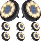 Flacchi Solar Lights Outdoor - Solar Powered Ground Lights Outdoor Solar Disk Light Waterproof Landscape Light for Patio Yard Pathway Walkway Driveway (Warm White, 8 Pack)