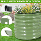 Galvanized Raised Garden Bed Outdoor 24'' Deep | Oval Metal Garden Beds with Easy Assembly & Planter Box for Planting Deep Root Vegetables Fruits Flowers, 4x2x2ft OliveGreen 2Pcs