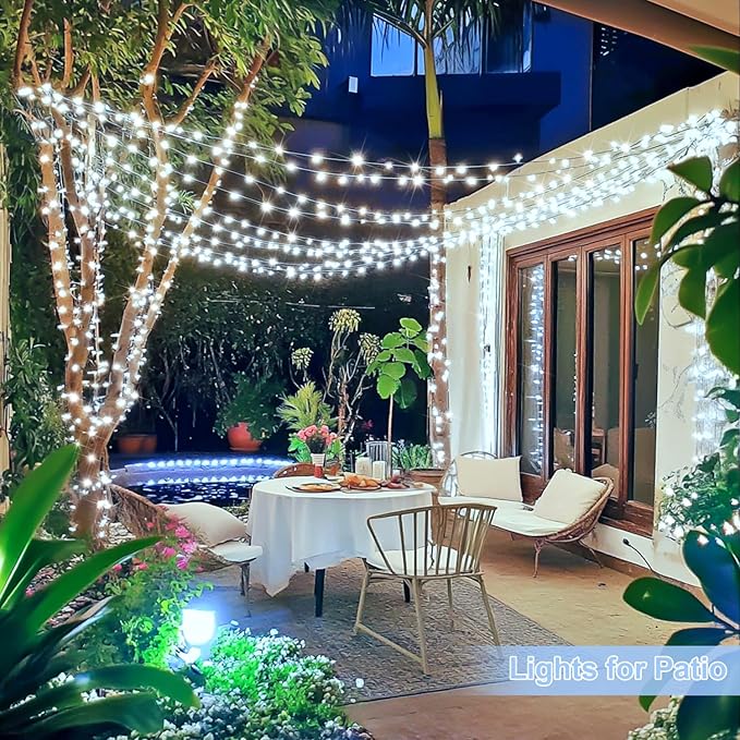 String Lights 800 LED White Outdoor Christmas Lights with Remote