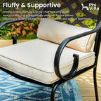 PHI VILLA Outdoor Patio Dining Set for 4 People with 10ft 3-Layer Auto-tilt Round Umbrella(Beige), Includes 4 Outdoor Chairs with Cushions and a Metal Square Table, Perfect for Garden, Lawn, or Deck