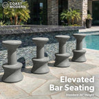 Outdoor Bar Stool Chair, 30-Inch Gray Weighted HDPE Pool Seat