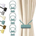 Hion Magnetic Curtain Tiebacks Gray Blue 6 Pack, Curtain Tiebacks Buckles Holdbacks Holders Hooks Clip for Home Bedroom Office Decorative Thick or Thin Curtain