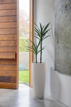 Veradek Vega Round Tall Planter Pots for Indoor/Outdoor Use | Made from Plastic - Stone Mix with Drainage Holes | Perfect for Small to Large Succulent Plants, Flowers, Modern Interior Plants