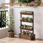 FILWH Wooden Raised Garden Bed Vertical Planter Box, Freestanding Plant Stand for Indoor Outdoor Plants, Herbs, Flowers, Vegetables, Gardening (Carbonized, 4-Tier，29.9 x 17.9 x 55in)