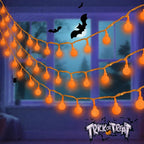String Lights, 100 Orange LEDs, 43 FT Connectable Halloween Decor