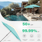 JEAREY 6.5x10 ft Rectangular Patio Umbrellas Rectangle Outdoor Umbrella with Push Button Tilt and Crank, Market Table Umbrella 6 Sturdy Ribs UV Protection for Poolside Garden Backyard Deck, Peacock Blue