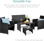 Best Choice Products Set of 2 Wicker Ottomans, Multipurpose Outdoor Furniture for Patio, Backyard, Additional Seating, Footrest, Side Table w/Removable Cushions, Steel Frame - Black/Black