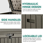 YITAHOME 90 Gallon Large Deck Box with Side Handles, Outdoor Double-Wall Storage for Patio Furniture Cushions, Garden Pool Accessories, Waterproof & Lockable