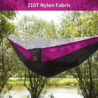 Camping Hammock, Portable Hammocks with Mosquito Net,Lightweight Nylon Parachute Hammock with 10ft Tree Straps,Camping Gear Must Haves for Travel Hiking Backpacking Beach Patio-Black&Pink