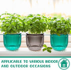 Meanplan 4 Pcs Self Watering Hanging Planter Indoor 6.5 Inch Hanging Baskets for Plants Outdoor Plastic Flower Pot with 3 Hooks Chains Drainage Holes for Garden Home, Medium Size(Emerald, Gray)
