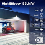 HYPERLITE LED Wall Pack Light 50W 2Packs with Dusk-to-Dawn Photocell,Glass Lens 6750LM LED Wall Packs Outdoor Lighting,Wall Pack Lights Outdoor Led for Yard Barn Parking Lots Warehouse UL Listed