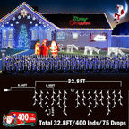 String Lights 400 LED 33ft Blue and White Outdoor Christmas Lights