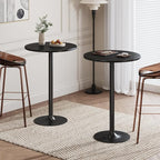 Flamaker Round Bistro Pub Table Modern Style Metal Base MDF Top Cocktail Bar Table Counter Bar Height for Pub, Dining Room, Party (1, Full Black)