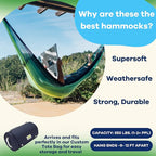 Handwoven Hammock by Yellow Leaf Hammocks - Double Size, Fits 1-2 PPL, 400lb max - Weathersafe, Super Strong, Easy to Hang, Ultra Soft, Artisan Made - Color: Neon - Blue - Turquoise