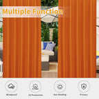 Easy-Going Outdoor Patio Curtains Detachable Tab Top Windproof Weatherproof Curtain for Cabana, Porch, Pergola and Gazebo, Tab Bottom Drape, 2 Panels, 54W x 108L inch, Orange