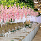 Artificial Wisteria Vines Pink 75 Pack, Silk and Plastic Hanging Flowers