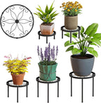 Plant Stand Indoor Outdoor 5 Pack Heavy Duty Metal Stand Multiple Plants, Anti-Rust Iron Flower Pot Stand Decoration Racks Plant Pot Shelf for Living Room Garden Balcony (Black)