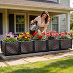 Large Planters for Outdoor Plants 14" Tall Planter Box, Raised Beds for Gardening Self Watering, Elevated Planter Box with Legs, Rectangular Garden Planters for Outdoor Plants Flowers, 78.7"L x 15.7"W