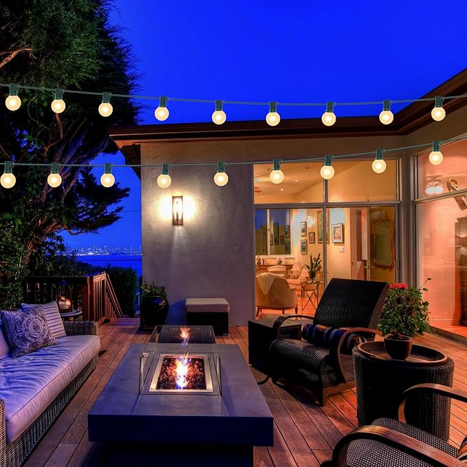 String Lights, 25 ft G40 Globe Outdoor with 25 Frosted Bulbs