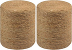 Wimarsbon Round Pouf Ottomans, Handwoven Natural Water Hyacinth Seagrass Pouffe,Outdoor Rattan Stool Accent Seat, Bohemian Coastal Home Decor (2pcs 14inch Natural Cattail)
