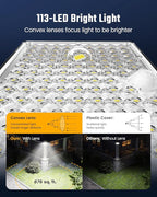 SUPERDANNY Solar Motion Sensor Outdoor Flood Lights with 113 Bright LEDs, Dusk to Dawn Outside Flood Lights with 16ft Cable IP65 Waterproof, Security Light for Garden Barn Porch 1 Pack