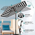 AreShark 7.5FT Patio Umbrella Table Market Umbrella with 6 Sturdy Ribs, Button Tilt/Crank, Heavy-Duty Outdoor Umbrellas for Pool, Deck, Garden and Backyard, Black & White Stripe