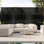FENCY Metal Privacy Screen with Stand 72" H×44" W Outdoor Freestanding Privacy Panels, Outdoor Privacy Screen for Deck Patio Balcony(Black-Louvered)