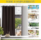NICETOWN 2 Panels Weighted Blackout Curtains with Grommet & Back Tab on top and Bottom for Patio Waterproof, Windproof Privacy Outdoor Dividers for Cabana with Fixed Rope, W52 x L108, Coffee