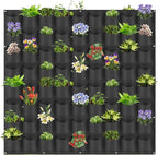 Hanging Planting Grow Bags, 72 Pockets Hanging Vertical Wall Planter Wall Mounted Grow Bag Outdoor Indoor Gardening Vertical Greening Flower Container, Planting Bags Storage Bags(1.0 m × 1.0 m, Black)