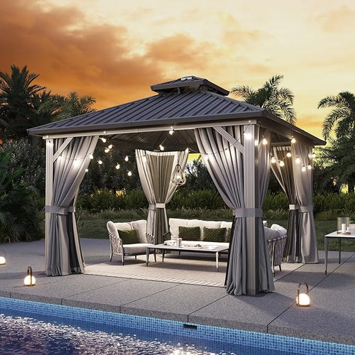 12'x12' Hardtop Gazebo, Aluminum Frame Canopy