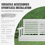 VEVOR Wooden Porch Swing 5 ft, Patio Bench Swing for Courtyard & Garden, Upgraded 880 lbs Strong Load Capacity, Heavy Duty Swing Chair Bench with Hanging Chains for Outdoors, White