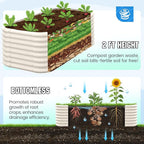 Quictent Galvanized Raised Garden Bed Kit, 6x3x2 ft Oval Metal Planter Box Tall for Vegetables Outdoor Backyard, Strengthened by Crossbar, Beige